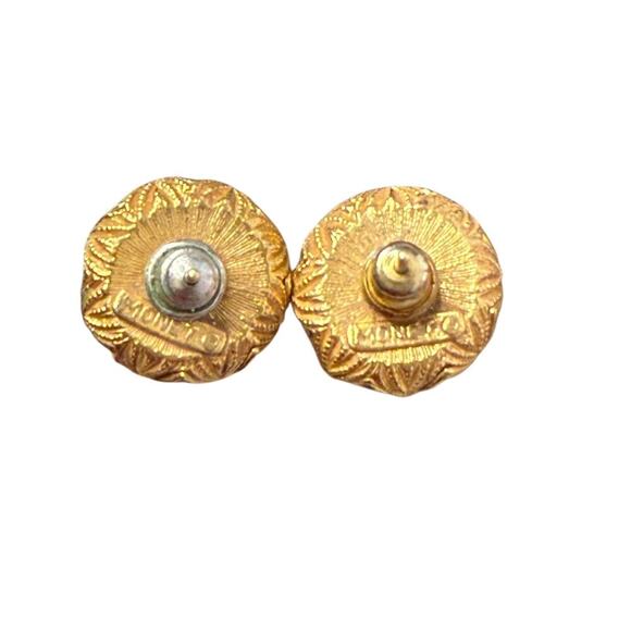 Vintage Monet Gold Tone Filagree Ball Stud Clip On Earrings - Picture 3 of 7